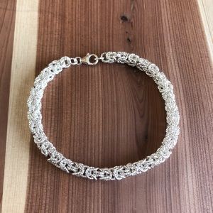 925 sterling silver textured Byzantine bracelet